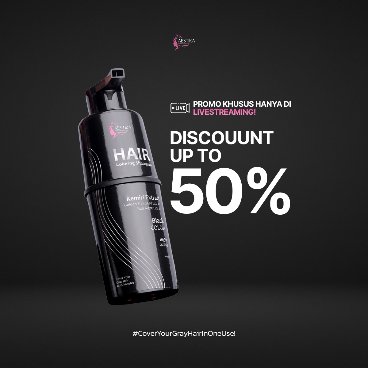 Aestika shampoo penutup uban tanpa amonia BPOM dan halal