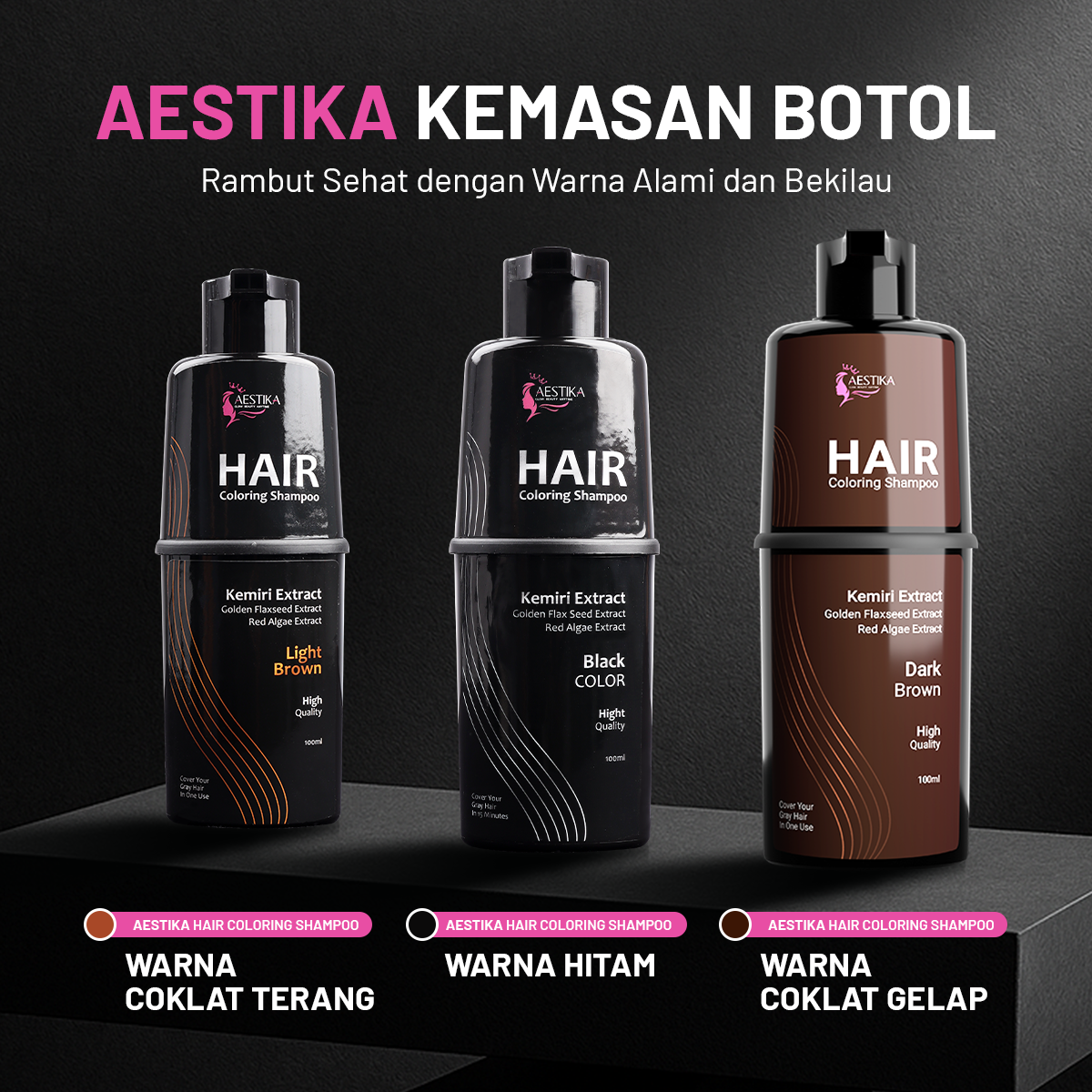 Aestika shampoo penutup uban tanpa amonia BPOM dan halal