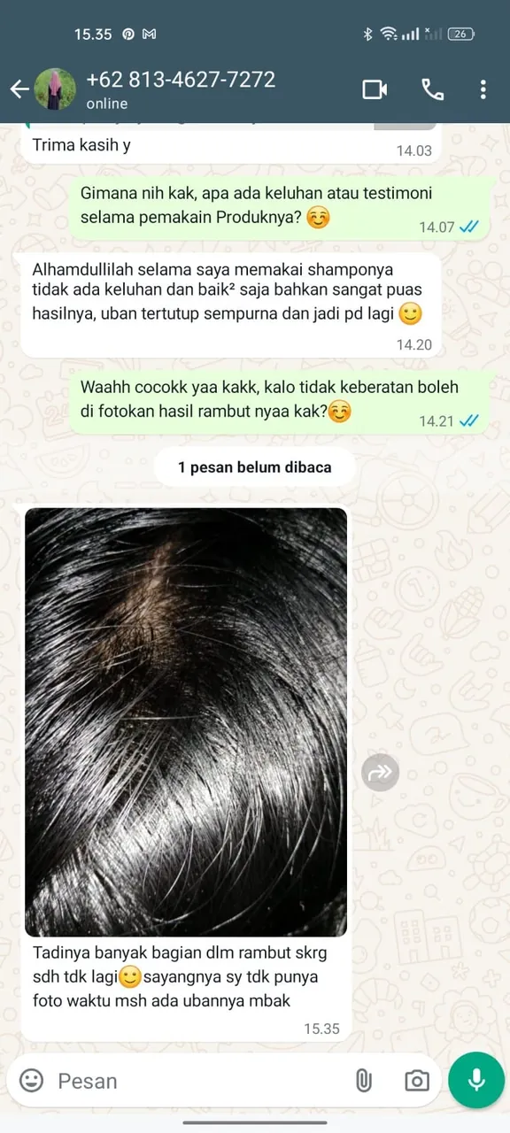 Testimoni pembeli via WhatsApp